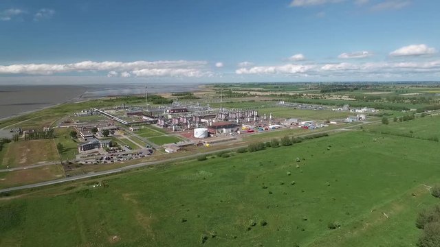 Aerial shot of Gassco Terminal in Emden, Germany