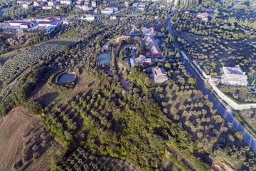 Flying over the countryside of the beautiful val d'Orcia siena Tuscany 