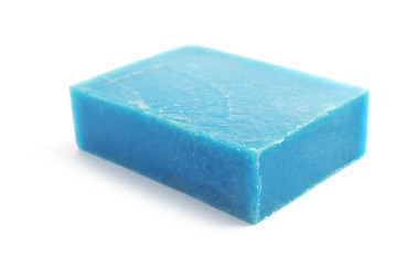 Hand made soap bar on white background