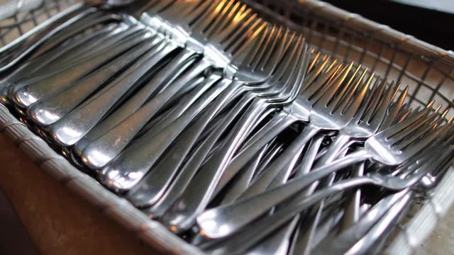 Tray of forks right to left