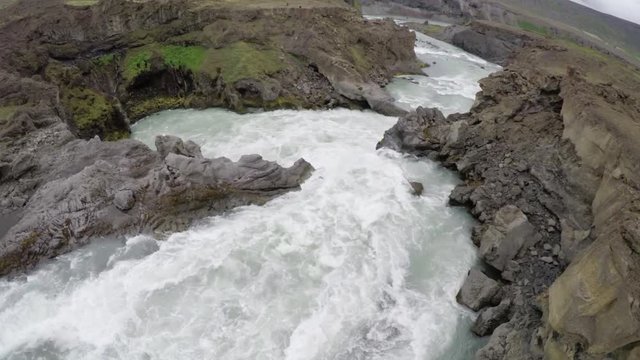 River rapids in Iceland, aerial