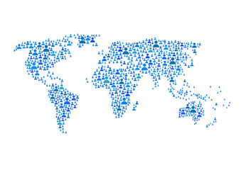 Global network connection of plenty communication people colorful. World map point of Connection technologies for business. Mixed media. Vector illustration