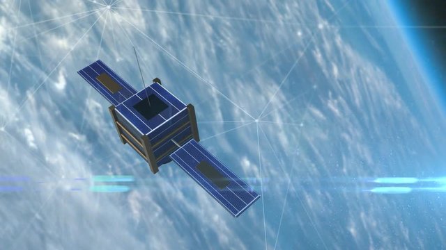 Satellite or nanosatellite orbating the earth for world wide data connectivity