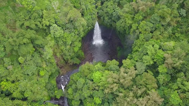 Waterfall in tropical forest, aerial