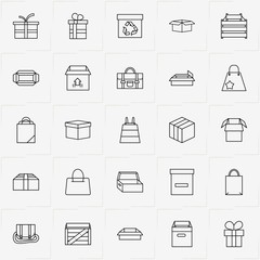 Boxes & Packages line icon set with bag, box and package and box