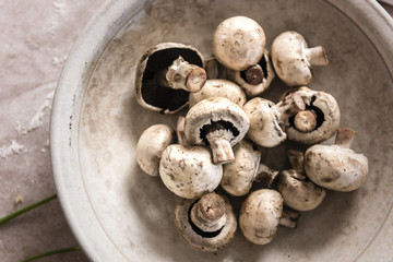 Close up of mushrooms in a bowl