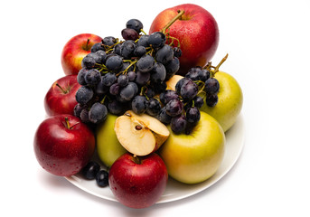 fresh fruit basket on white background
