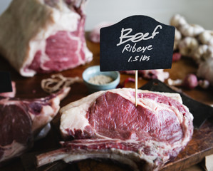 Ribeye steak at a butcher shop food photography recipe idea