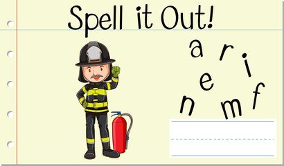 Spell English word fireman