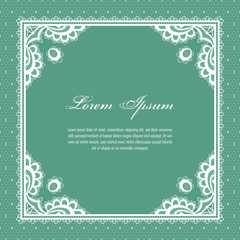 Wedding card or invitation template with a filigree lace floral pattern
