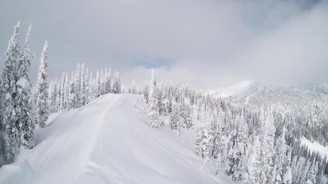 Winter landscape in British Columbia mountains, aerial