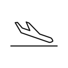 Landing plane outline icon. linear style sign for mobile concept and web design. Arrival airplane simple line vector icon. Symbol, logo illustration. Pixel perfect vector graphics