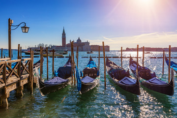 Sunny day in San Marco square, Venice, Italy. Venice Grand Canal. Architecture and landmarks of...