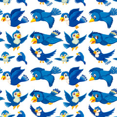 Blue bird seamless pattern
