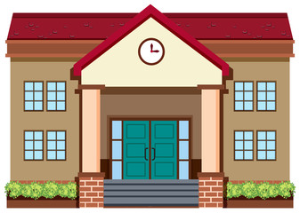 School building on white background