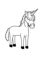 design glücklich stehend einhorn pferd horn unicorn fabelwesen pony reiten gesicht kopf mädchen comic cartoon clipart
