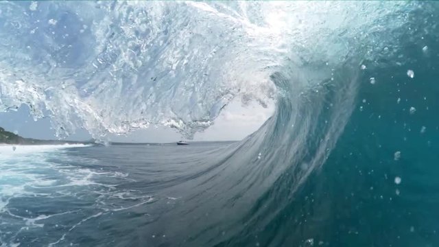 POV, catching wave in slow motion