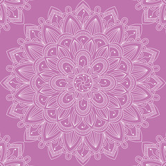 Seamless pattern with mandala ornament. Hand drawn illustration