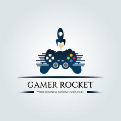 Gamer rocket logo design template. Vector illustration