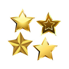 Vector set of realistic gold 3D stars for web, game, digital.