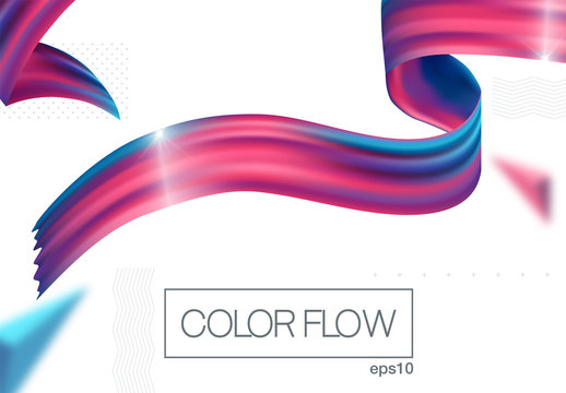 Modern colorful flow poster. Wave Liquid shape in blue color background