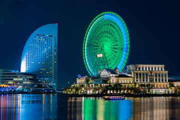 Naklejka premium 神奈川県横浜市みなとみらいの夜景