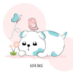 Cute dog hand drawn style