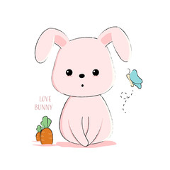 Cute bunny hand drawn style