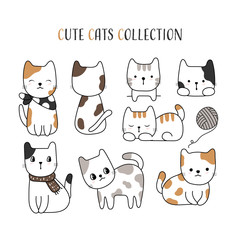 Cute cat hand drawn style