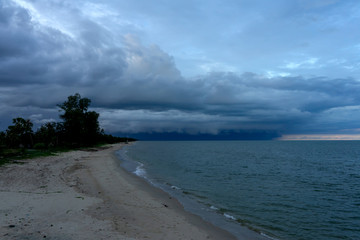 Seascape with cloud in rain season.