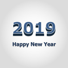 2019 Happy New Year on gray background