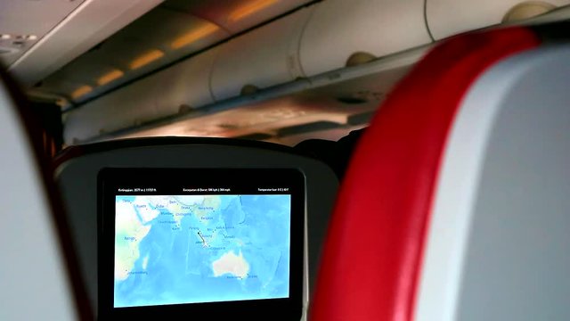 batik air passengers lcd screen showing destination map