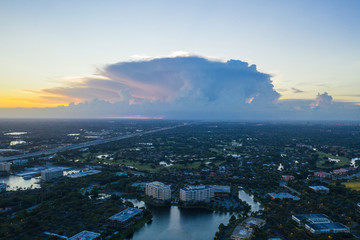 Fototapeta premium Aerial photo thunderclouds on the horizon