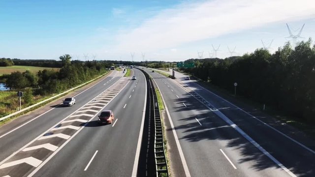 Traffic on highway E20 at Odense, Denmark