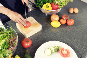 young asian woman work cooking in modern kitchen
