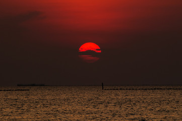 Beautiful red sunset over the ocean