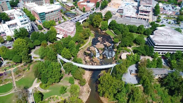 Downtown Greenville, South Carolina, USA Aerial View