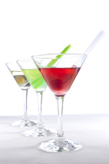 Set of multi-colored cocktails