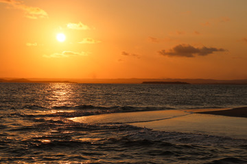 Sunset at the middle crown in Gamboa do Morro de São Paulo, Bahia, Brazil