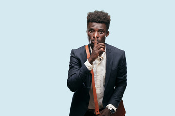 young black businessman gesturing 