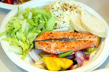 Seafood salad on a large platter