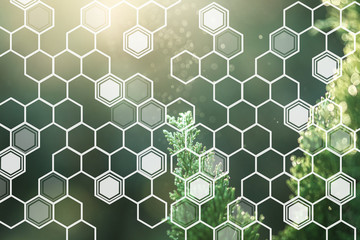 Plants background with biochemistry structure.