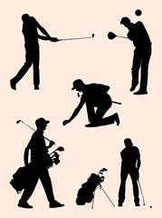 Golfer detail silhouette 02. Good use for symbol, logo, web icon, mascot, sign,or any design you want.