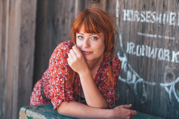 Ginger girl with braids in Pioneertown