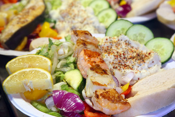 Seafood salad on a large platter