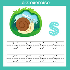 Alphabet Letter S-snail exercise,paper cut concept vector illustration