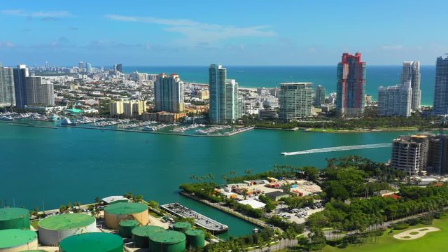 Drone aerial Miami Beach Fisher Island 4k