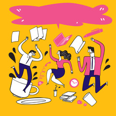 Collection of hand drawn people office life. Vector illustrations in sketch doodle style.