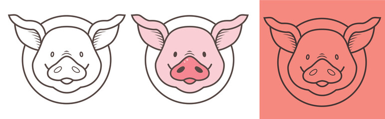 Funny piggy vector color illustration