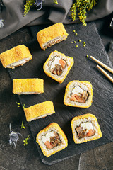 Hot Crispy Deep Fried Sushi Rolls